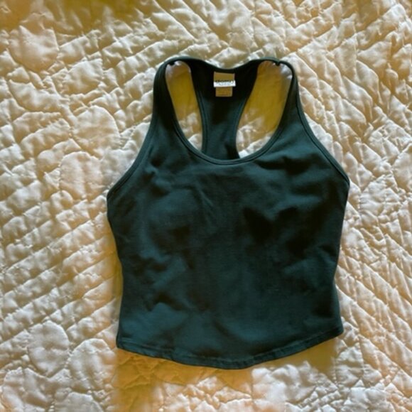 Dolfin green racer-back top w/built in bra, L, circa 90s, never worn - Picture 1 of 4